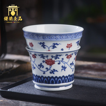 Jingdezhen ceramic hand-painted blue and white glaze red f split tea filter tea leak net Tea leaf filter tea accessories