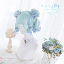 Humming home Lolita Harajuku soft girl gradient short curly hair Cloud Jellyfish female Lolita round face wig