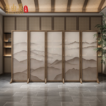 New Chinese ink landscape folding screen living room Beauty Salon Hospital health Hall shielding solid wood partition screen