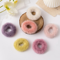 Plush solid color hair rope cute wild wood imitation rabbit hair Hairband hairy head rope high elastic leather band hair accessories women