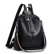 European Station Genuine Leather Bag Casual Pure Color Woman 100 Lap Fashion Large Capacity Lady Zipper Single Shoulder Backpack Double Shoulder Bag