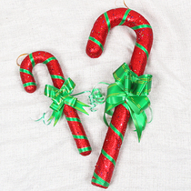 Christmas decorations red and green crutches Painted Dance Shadows of Festive Props Christmas Tree Crutches Pendant Festival Daily Necessities