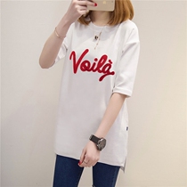 T-shirt womens short sleeve womens 2021 New Tide ins coat womens long belly base shirt Super fire cec new products