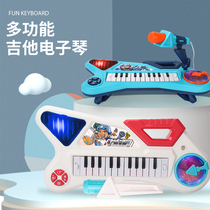 Pretty baby childrens electronic piano baby toy girl 1-2 years old baby with microphone early education can play 3 puzzle male