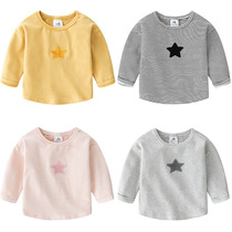 Baby five-pointed star long sleeve T-shirt 2021 autumn clothes boys and girls Children Childrens round neck base shirt tx-a075