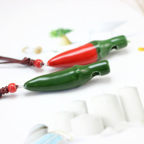 Sen Department Small Fresh Ceramic Necklace Chili Mouth Whistle Cute Couple Necklace Art Neck Pendant Ornament