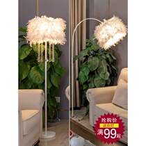 Crystal Feather White Standing Floor Lamp Wedding room Book room Book room Bedroom headboard Table lamp Beauty anchor Tonic Light light
