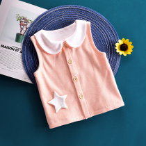 Baby double cotton waistcoat spring and autumn thin baby girl wearing small vest waistcoat cardigan dress