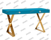 Simple post-modern double drawer cross-stainless steel feet desk desk desk desk desk cosmetic desk