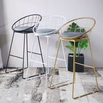 Simple modern bar chair Nordic stool Golden high-legged dining chair Fashion creative household bar stool Wrought iron chair
