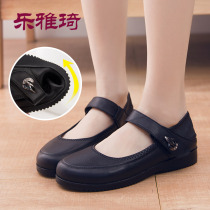 Leja Qi genuine leather soft bottom female leather shoes low heel spring and autumn comforts elderly middle aged mother shoes 43 big code women shoes