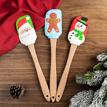 Baking Tools Scraper Cake Christmas style Stir Squeegee Wood Handle Color Painted Silicone Cake Cream Scraper