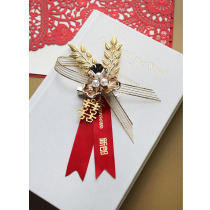 (Chinese Double Happiness Magnolia corsage)Festive and beautiful bride and groom Best man Bridesmaid Wedding wedding with words