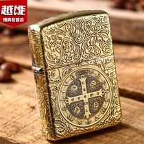 ZIPPO Lighter Pure Copper Deep Sculpture Five Faces Armor Constantin Holy Father Men Custom Collection Zp