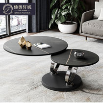 Italian minimalist rock board coffee table rotating telescopic function small apartment size round tea table personality creative coffee table combination