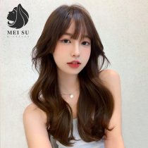 Wig female long hair summer natural full headgear long curly hair big wave simulation human hair medium long hair wig set