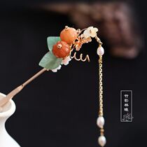 Hair Hairpin Brief Modern Hanfu Long Flow Sugu Clothing Hair Accessories East Mausoleum Jade Small Pumpkin Accessories to the Song Dynasty Jewelry Accessories