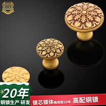 Armored copper weou style handle pure copper furniture wardrobe drawer cabinet door handle all copper antique single hole handle D05#