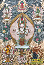 Nepalese Lama mine color pure gold hand-painted Tibetan Buddha Kan view to provide thangka thousand hands thousand eyes Guanyin Bodhisattva