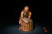 Boutique Yellow Poplar Wood Finely Carved Finely Carved Fisherman Swing Piece A Solid Wood Engraving Handlebar Piece Living Room Decoration Craft Collection