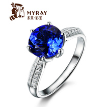 Miley Jewelry 3 85 Carat 5A Grade Tansanite Ring White 18K Gold Natural Color Gem Ring Woman