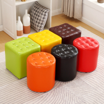 Small stool Household living room round stool net red leather pier stool Coffee table square stool shoe stool Low stool Simple sofa stool