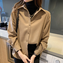 Laminated wearing mullet shirt woman spring and autumn long sleeve blouse blouse shirt autumn and winter Korean version retro port taste 100 hitch a new set of new