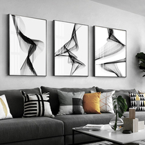 Black and white abstract bedroom bedside decoration painting living room sofa background wall hanging painting triple Nordic minimalist line mural