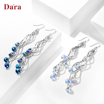 Dela 925 silver hook long Net red temperament tassel earrings 2021 New Tide Simple versatile earring female