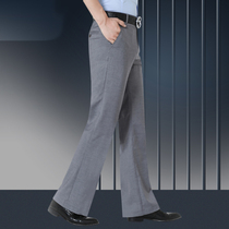 Hanging suit wide leg pants mens Korean version of the trend gray loose micro trumpet straight casual trousers youth trousers
