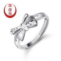 Yuanshengfu new fashion platinum PT950 ring women versatile bow platinum ring adjustable