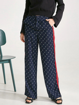 Clearance purchase #9 charm high-end LU0P0007 small floral casual trousers diagonal pocket female spring
