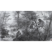 Wang Jichaos Ape Figure paper new pen drawing with a group photo