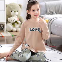 Autumn cotton girls pajamas long sleeve baby home clothes spring and autumn cotton childrens pajamas girl big child suit
