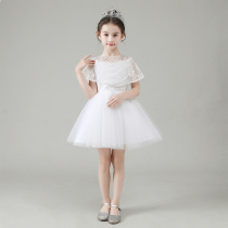 Childrens Gown Princess Dress Girl Fluffy Yarn Small Host Piano Plays Out of Playboy Wedding Dress Polo Girl