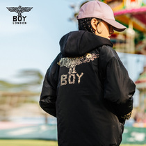 boylondon childrens clothing cotton jacket winter black gold eagle logo print