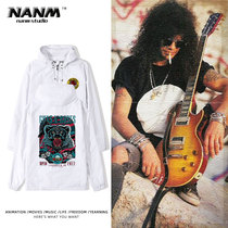 Guns N 'Roses American Hard Rock GNR Silver Fox Fleece Gun Rose Flower Coat Men's Jacket Trendy