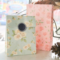 Fresh floral fold pocket Mori paper storage gift bag creative packaging gift bag 3 Bags 6 sealing stickers