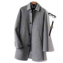 Mens long double-sided pure wool coat casual lapel coat wool tweed 2020 autumn and winter New woolen cashmere