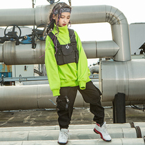 Childrens street dance suit girl navel hip hop hiphop performance clothing childrens jazz dance clothing six one performance clothing tide