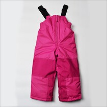 Childrens outdoor one-piece ski pants girls windproof waterproof thick warm fleece strap pants-30 degrees below zero