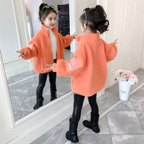 Baby children Lamb hair Autumn Winter girl cashmere coat 2021 New Girl spring gas thick sweater sweater