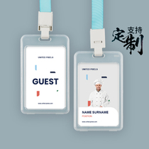 Excellent and badge double-sided transparent card set work card delivery card kindergarten bus simple plastic card set student card ID card with lanyard access control Hard Case Company enterprise customization