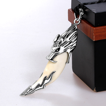 Jiashun Wolf Teeth Necklace 925 Silver Male Obsidian Pendant This Year Silver Necklace Pendant Silver Wolf Head True Teeth