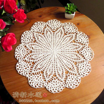 Fresh Water Lotus Hand Crochet Hook Stitch Lace Eurostyle Round Cushion Vase Cushion Retro Hollowed-out Shooting Prop Decoration Cushion