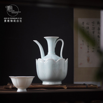 Jingdezhen imitated Song deacon Lake Field Kiln Clay Engraving Melon Arris Pot ceramic warm wine jug Song style point teapot set