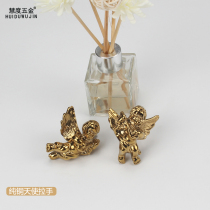 Pure copper Nordic French angel All copper single hole handle drawer door creative light luxury brass bright gold small handle