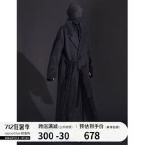 VAPOURBLUE Original design dark black sheep plush collection waist male and female winter long cash over knee jacket