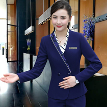 Beautician stewardess uniform autumn and winter hotel Western restaurant mall counter front desk sales work clothes professional set women