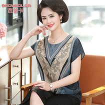 2021 new noble middle-aged womens Western style suit 40-50-year-old mothers summer dress wide wife two-piece set